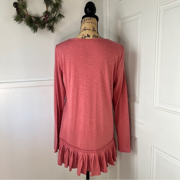 LOGO by Lori Goldstein Pink Ruffle Peplum Hem Tunic Top - Picture 6 of 11
